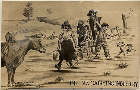 (front of postcard) M Norris Postcard, THE N.Z. DAIRYING INDUSTRY