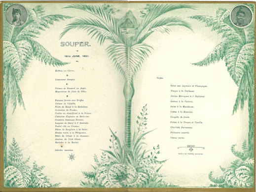 The 1901 menu, open