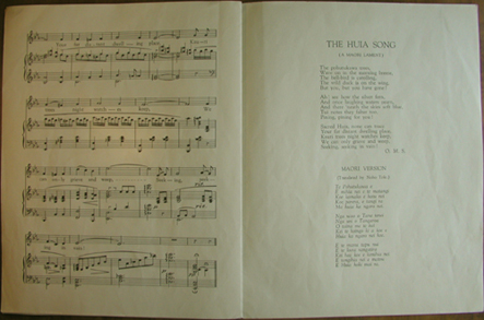 The Huia Song, sheet music, p.4 & lyrics page