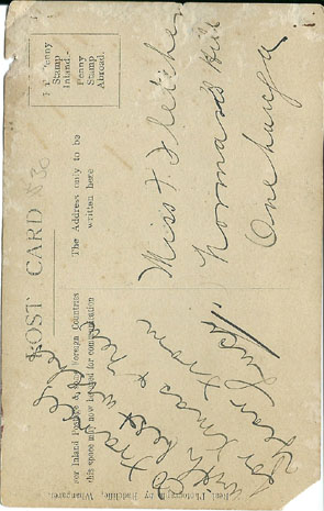 (back of postcard) Trevor Lloyd postcard, With best wishes, colour