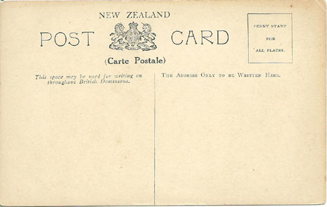 (back of postcard) Wilson postcard, Wanganui River, New Zealand
