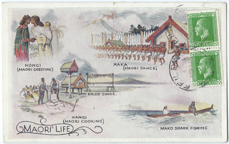 (front of postcard) Wilson Bros., Maori Life and Customs (from set 1)