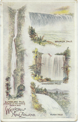 (front of postcard) Wilson Bros. Postcard, Waterfalls of New Zealand (from set 1)