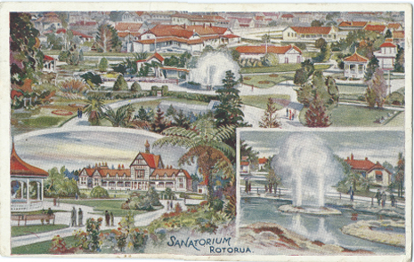 (front of postcard) Wilson Bros. Postcard, Sanatorium Rotorua