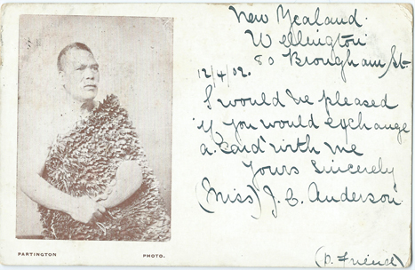 Partington Postcard, Maori Man, Partington photograph, -- LINK to larger image