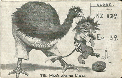 Trevor Lloyd postcard, The MOA and the LION, -- LINK to larger image