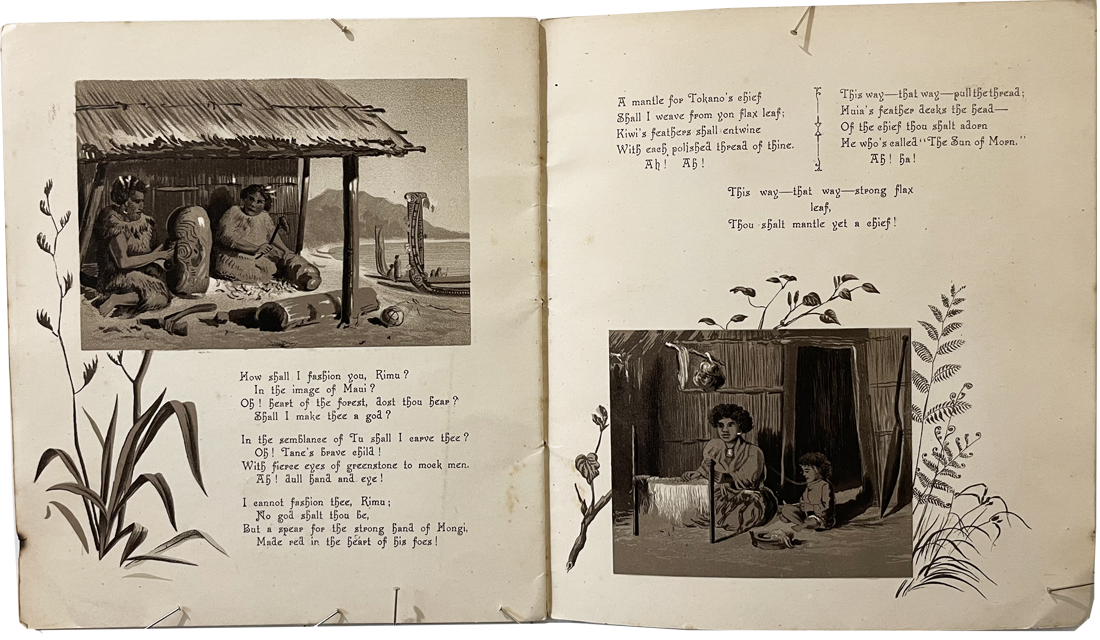 THE TOHUNGA(pages 10 and 11) A D Willis, New Zealand Sepia Lithograph booklet