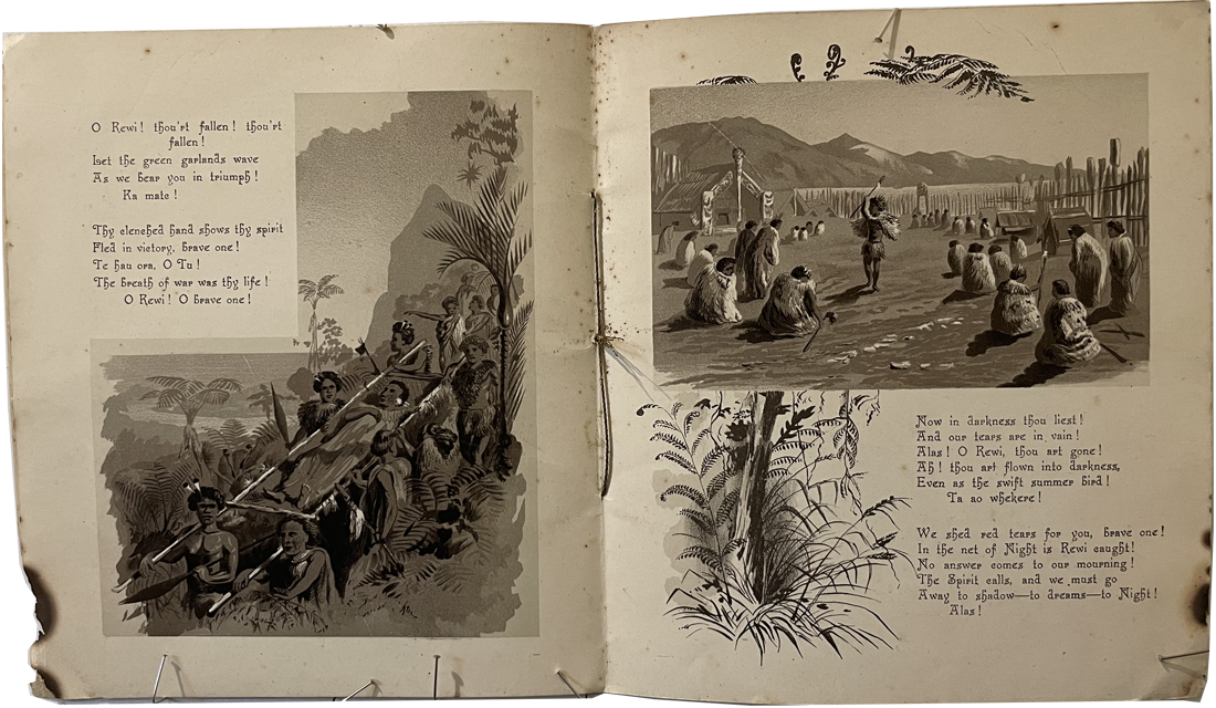 THE TOHUNGA(pages 6 and 7) A D Willis, New Zealand Sepia Lithograph booklet