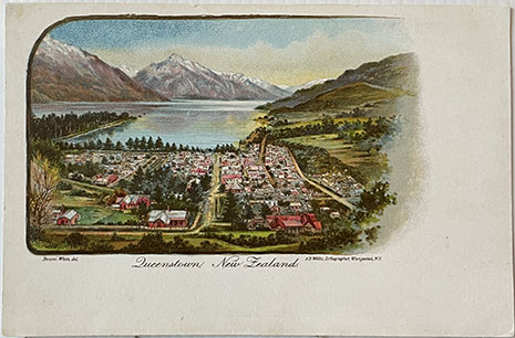 (front of postcard) A D Willis, NZ Tourist and Health Resorts, series ONE, Queenstown New Zealand