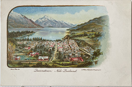 (front of postcard) A D Willis, NZ Tourist and Health Resorts, series TWO, Queenstown New Zealand
