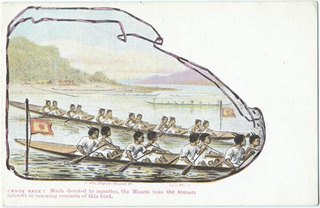A D Willis Postcard, Canoe race, -- LINK to larger image