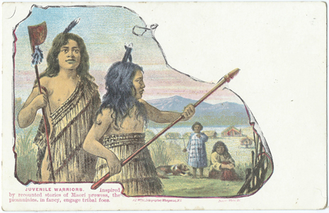 A D Willis Postcard, Juvenile warriors, -- LINK to larger image