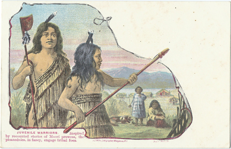A D Willis Postcard, Juvenile warriors, -- LINK to larger image