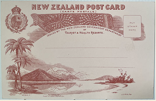 A D Willis NZ Tourist and Health Resorts postcard, showing address side of Series TWO