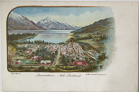 (front of postcard) A D Willis, NZ Tourist and Health Resorts, series TWO, Queenstown New Zealand