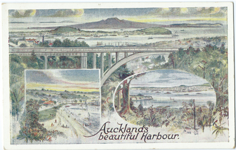 Wilson Bros. Postcard, Auckland's Beautiful Harbour, -- LINK to larger image