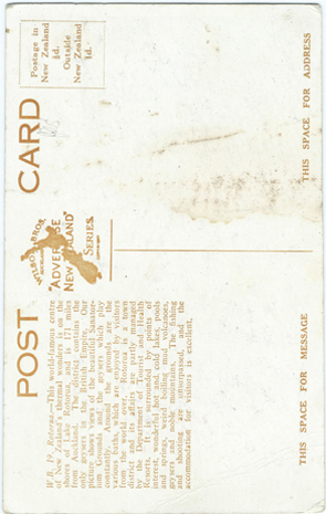 (back of postcard) Wilson Bros. Postcard, Sanatorium Rotorua