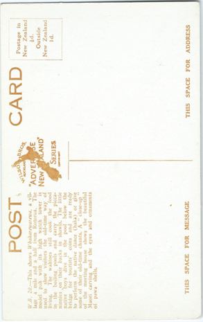 (back of postcard) Wilson Bros. Postcard, Rotorua New Zealand