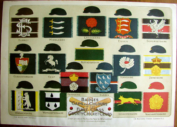 Badges, Caps and Colours of our First Class County Cricket Clubs